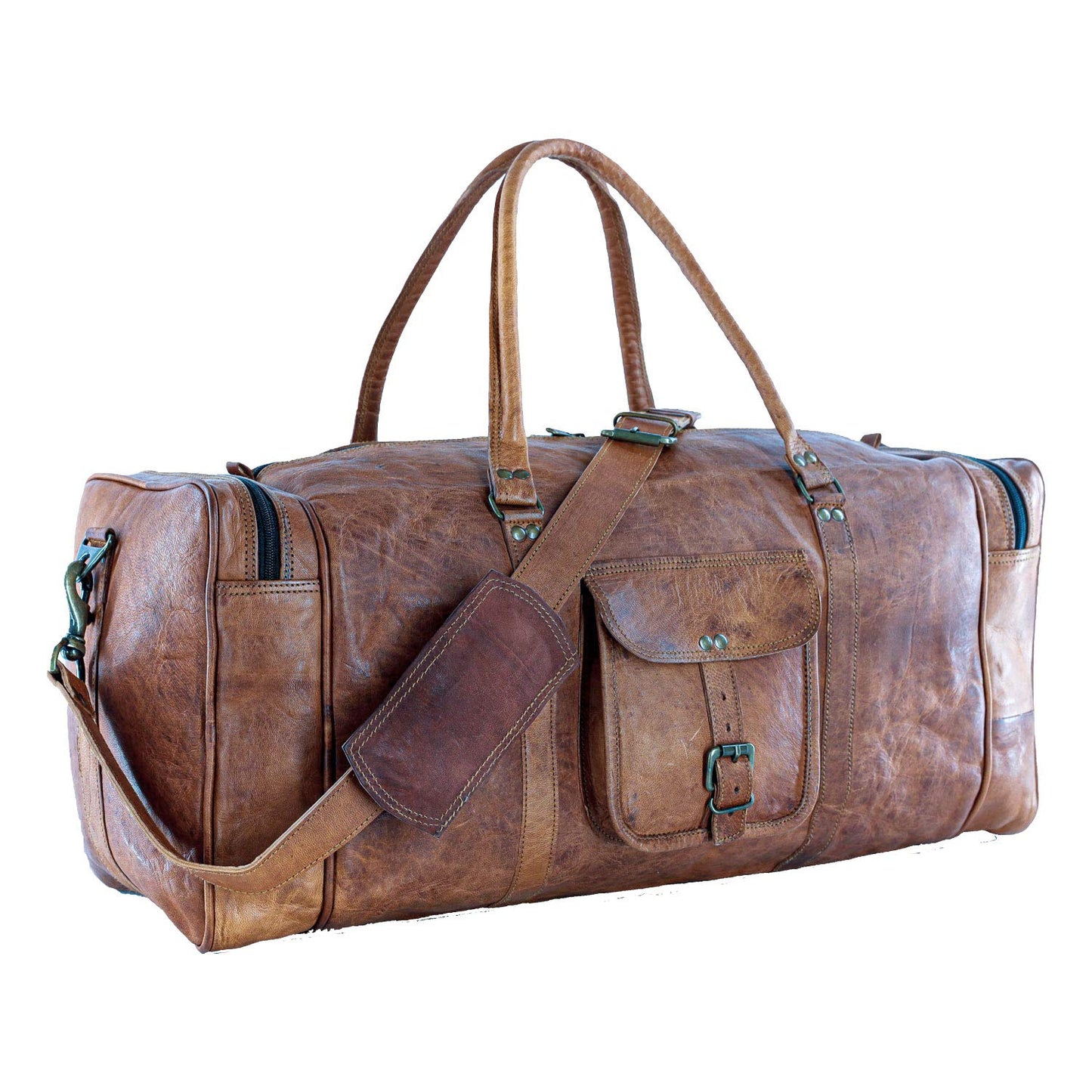 21 Inch Vintage Leather Duffel Travel Gym Sports Overnight Weekend Duffle Bags for men and women