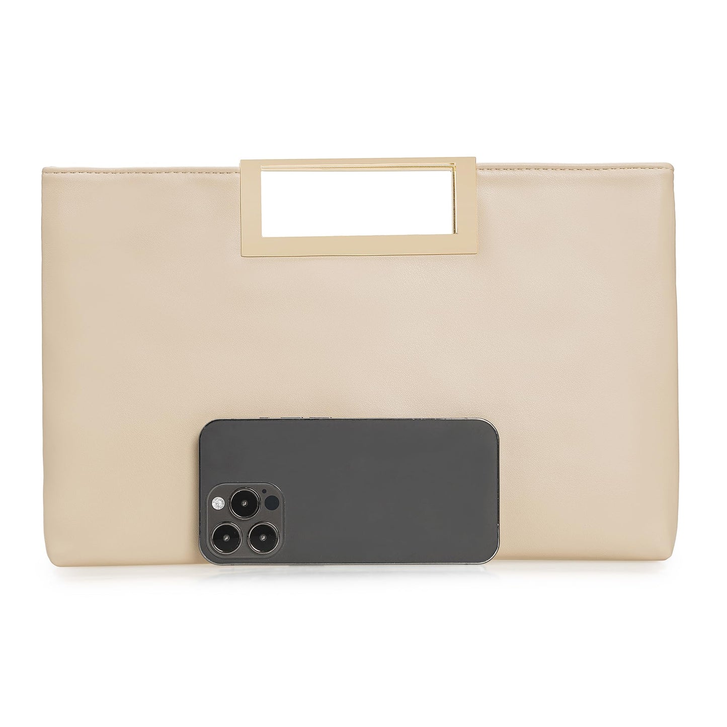 CHARMING TAILOR Fashion PU Leather Handbag Stylish Women Convertible Clutch Purse (Beige)