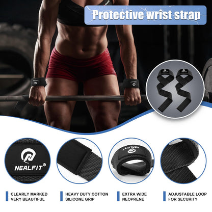 NEALFIT Barbell Pad Set for Squat & Hip Thrust - Extra Thick High Density Neck & Shoulder Support Cushion - Olympic Bar Pad for Weightlifting, Gym, Home Workouts (Black)