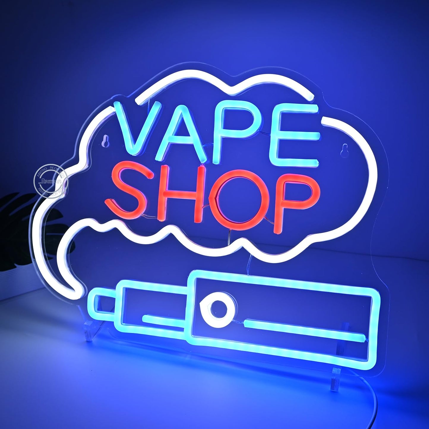 Britrio VAPE Shop Neon Sign Wall Art Decor Smoke Business Window Home Bar Office Bedroom Kitchen Man Cave Garage Light Up Sign Birthday Party Gift 5V USB