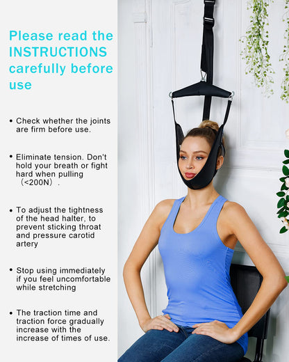 comness Cervical Neck Traction Device Over Door for Home Use, Portable Neck Stretcher Hammock for Neck Pain Relief, Physical Therapy AIDS for Neck Decompressor.