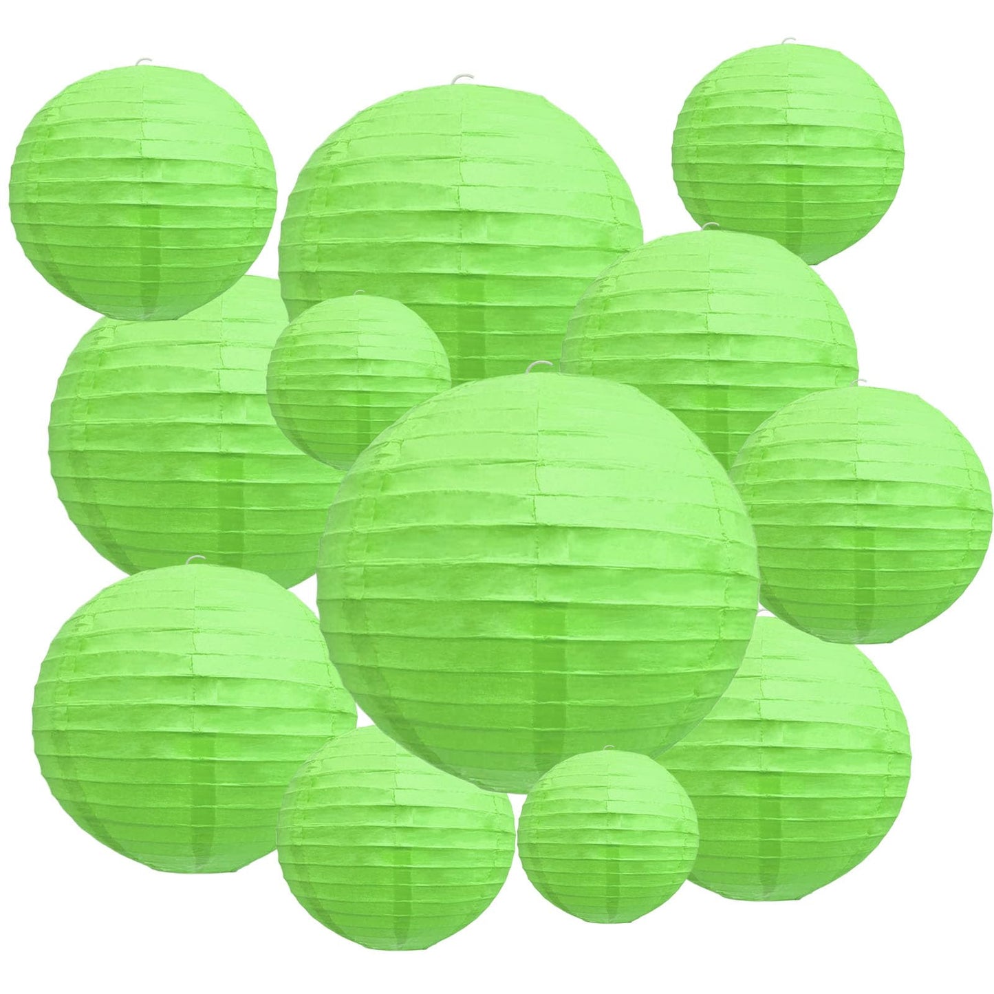 20Pcs Green Paper Lanterns for Parties, 6” 8” 10” 12” Chinese Asian Hanging Round Paper Lanterns for Birthday Wedding Halloween Christmas Home Decor Party Decor