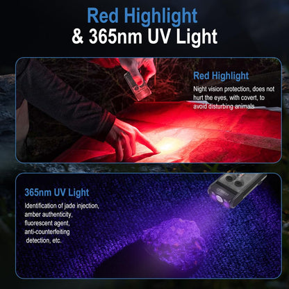 BORUIT V30 Small Keychain Flashlight with Clip, Magnetic, 180° Swivel