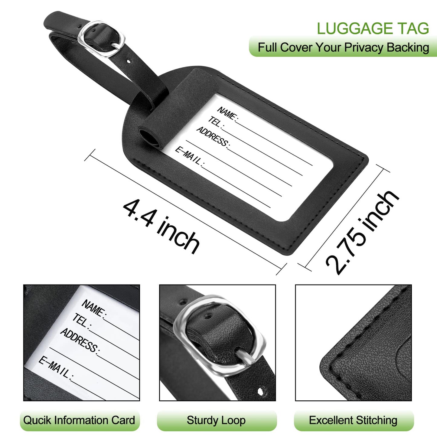 Passport Holder With Luggage Tag Cover Wallet RFID Blocking Leather Case Travel Essentials Accessories Travel Must Have(114#Black)