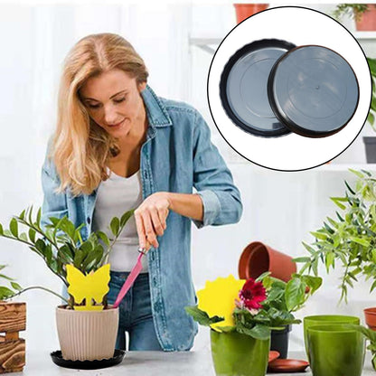 OFiSEXPT 15 Pcs Plant Saucer Set, 6, 8, 10 Inch Plastic Pot Trays, Flower Planter Saucers, Drip Trays for Indoor/Outdoor, Sturdy Plant Plate Water Catcher (Black)