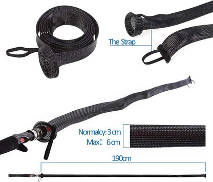 Fishing Rod Sock Sleeve Cover - 10 Pcs Braided Mesh Protector for 190cm/74.8in Rods | Ideal for Fly, Spinning, and Casting