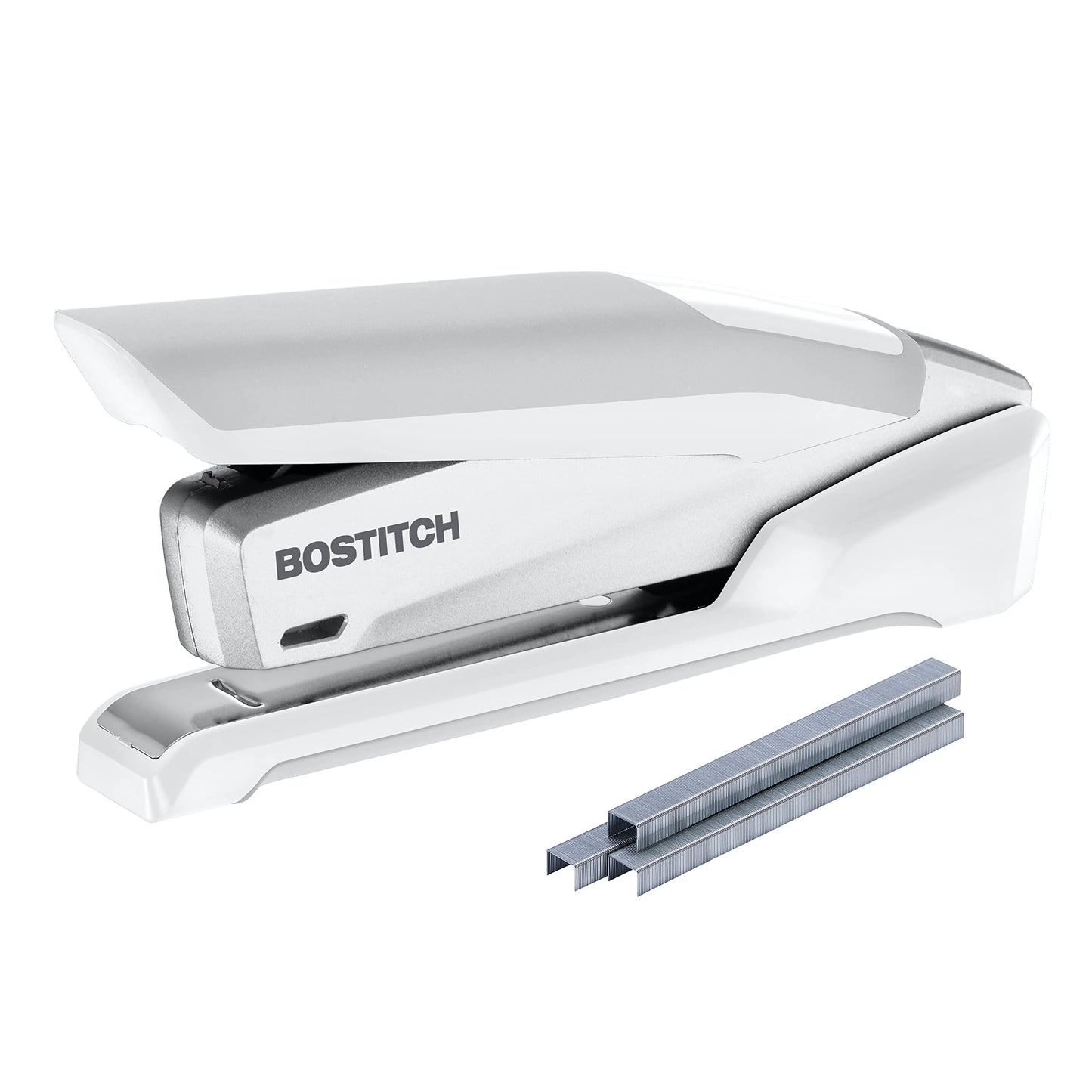Bostitch Office inPOWER+28 Executive Stapler - 3 in 1 Stapler - One Finger, No Effort, Spring Powered Stapler, White/Gray (1180)