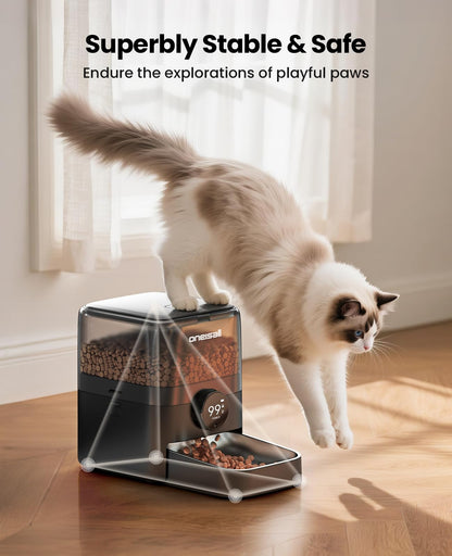 oneisall Cordless WiFi Automatic Cat Feeder, Tasty S2 Pro Rechargeable 100-Day Battery Operated Pet Feeder, 12 Cups/3L Timed Cat Food Dispenser for Large Kibble, Smart App Control (Black)