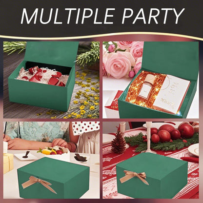 LWYMX 12 PCS Green Gift Boxes with Lids，9.8x7.8x3.9, Bridesmaid Proposal Box with Ribbon, Gift Boxes for Wedding, Christmas, Valentine's Day,Birthday,Baby Shower and the other Parties