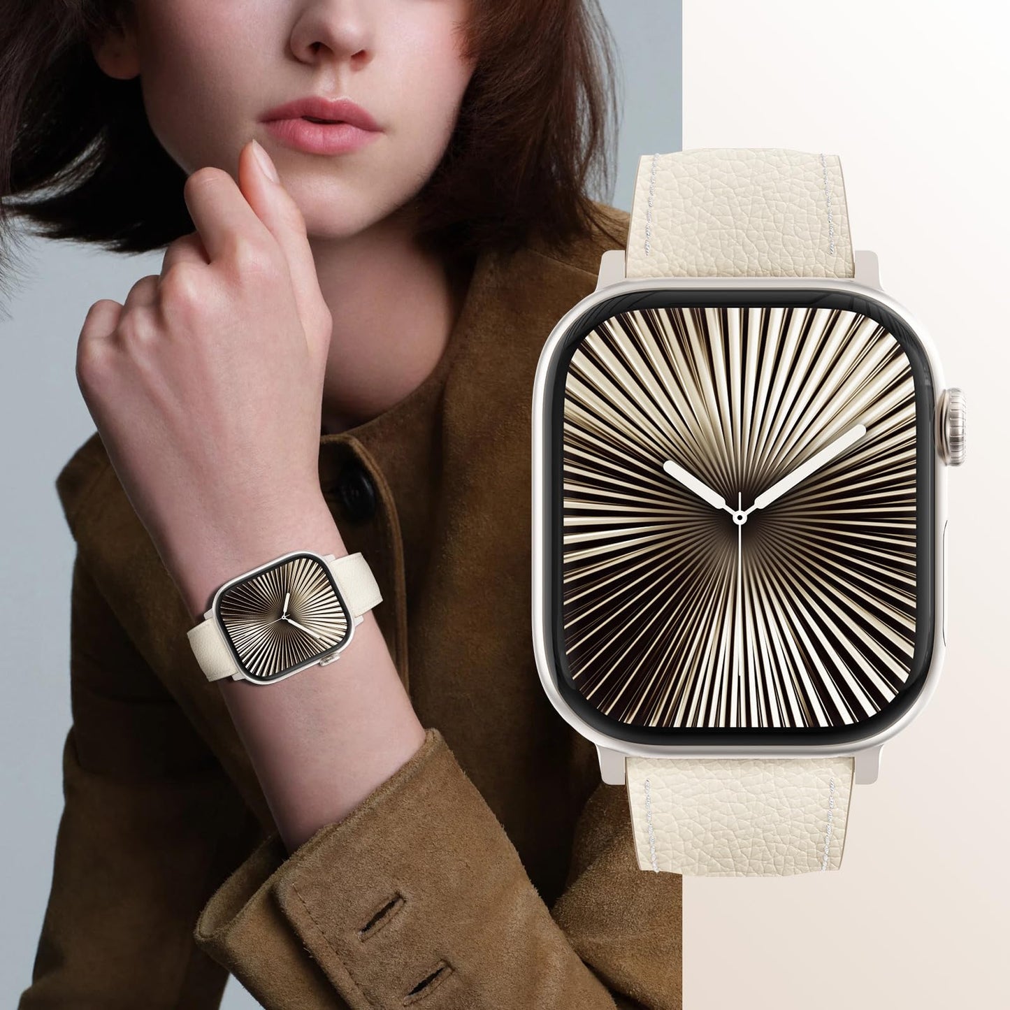 CHANCHY Leather Magnetic Watch Band Compatible with Apple Watch Bands 40mm 38mm 41mm 42mm 44mm 45mm 46mm, Top Grain Leather Dressy Band for Women Men iWatch Ultra SE3 Series 11/10/9/8/7/6/5/4/3/2/1