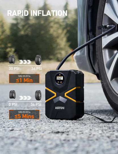 AstroAI S1 Tire Inflator Portable Air Compressor 12V DC, Digital Car Tire Pump 150 PSI, Preset Tire Pressure & Auto Shutoff, Electric Air Pump for Car Tires, Motorcycles, Bicycles, Other Inflatables