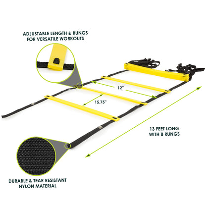 ProsourceFit Speed Agility Ladder for Speed Training and Sports Agility Workouts with Free Carrying Bag, 8 Rung