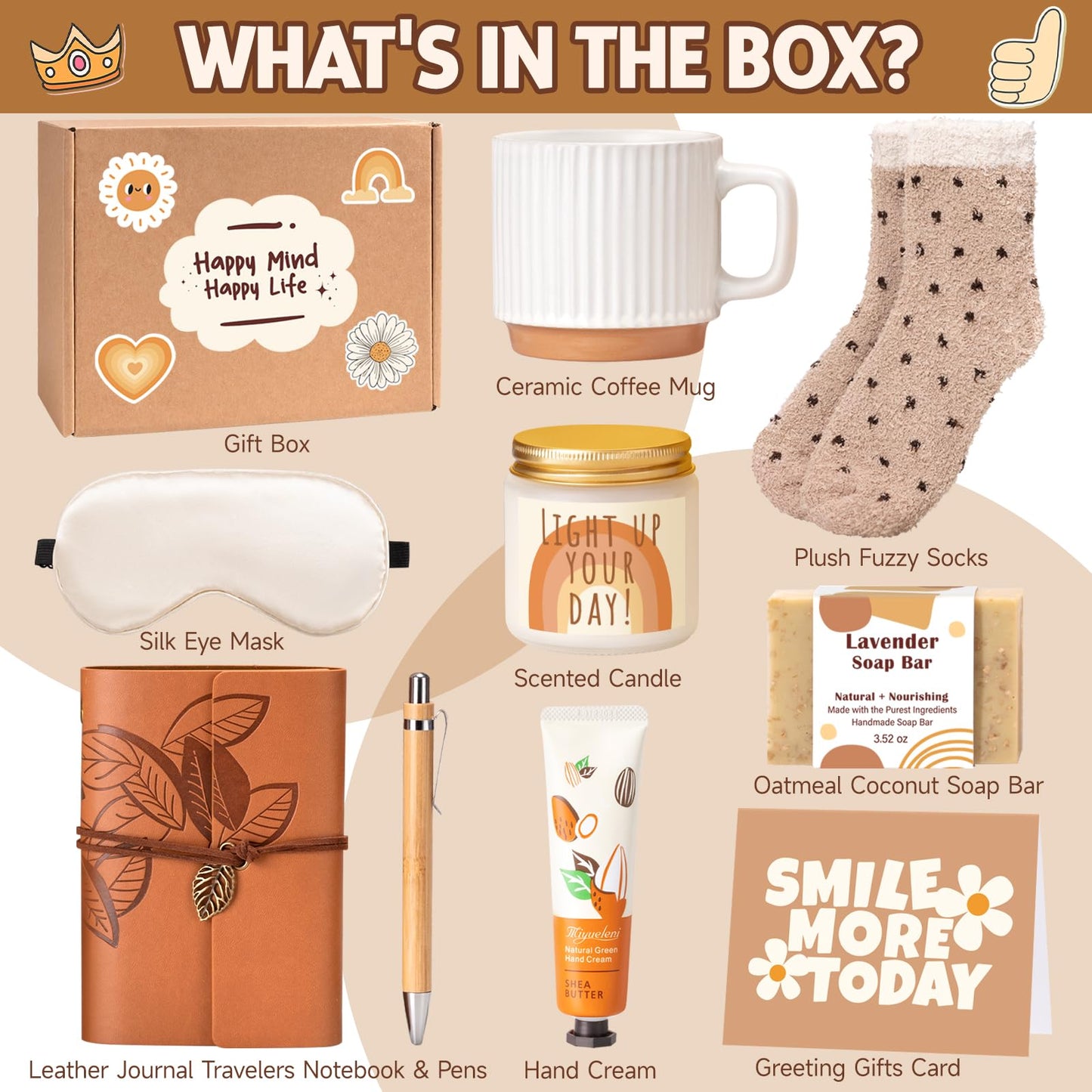 Gift Baskets for Women, 9pcs Unique Happy Birthday Gifts for Women, Thank You Basket Christmas Ideas Box w/Coffee Mug Her Mom Friend Teacher Coworker, Best Employee Appreciation Gifts
