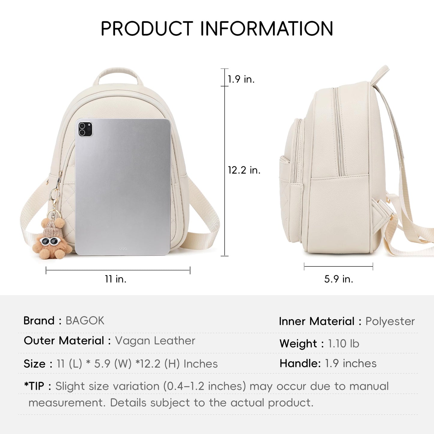 BAGOK Mini Leather Backpack Purse for Women, Small Backpack Purse with Cartoon Charm, Cute Fashion Bag for Girls