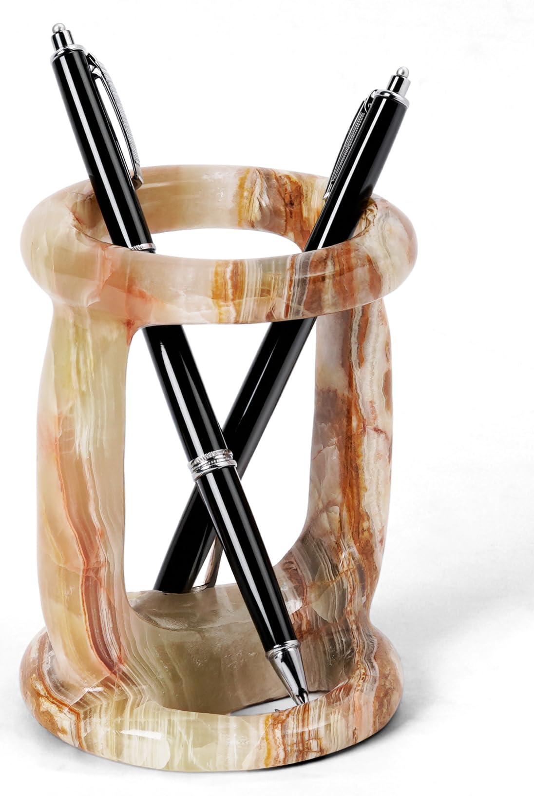 Radicaln Marble Stationary Holder 4" Inches Green Onyx Handmade Pen Holder For Desk, Ideal Pencil Holders & Desk Organizer, Makeup Brush Holder For Women