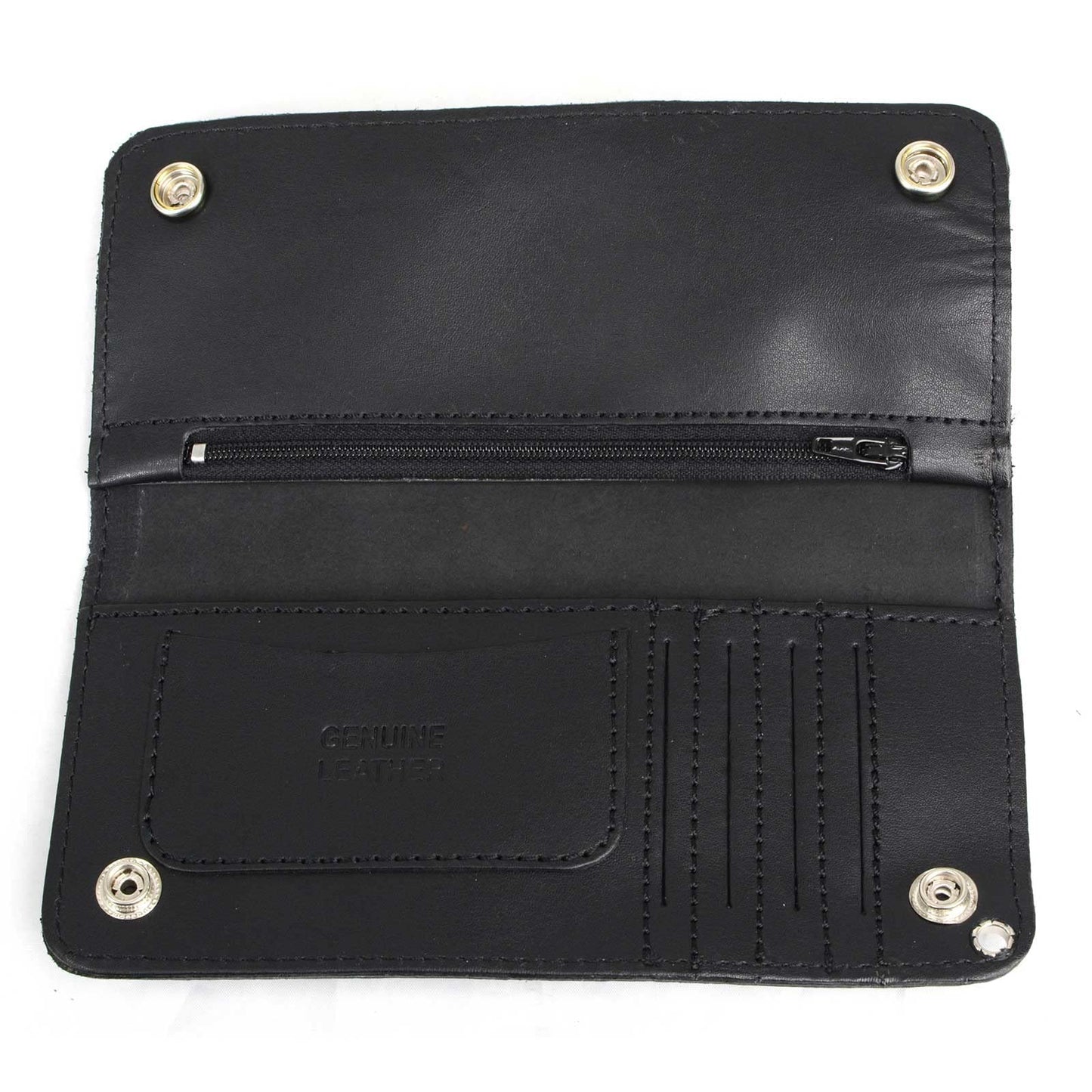 Milwaukee Leather Men's Genuine Leather Tri-Fold Biker Wallet w/Anti-Theft Stainless Steel Chain - 4 Inch