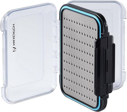 Maxcatch Waterproof Double-Sided Fly Box - Lightweight Durable Design with Clear Lid & Easy Grip Foam for Flies Storage