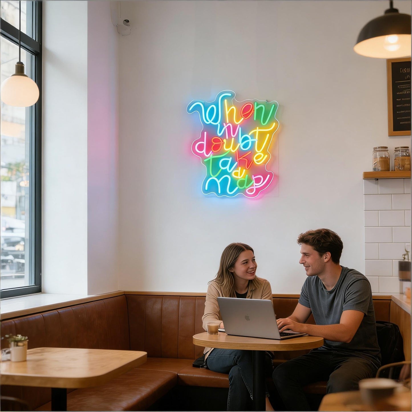 When in Doubt Take a Nap Neon Sign, LED Light Up Wall Decor, USB Powered Dimmable Neon Light, Home Bedroom Living Room Office Decoration, Motivational Quote Art Decor Gift for Teens Adults Friends