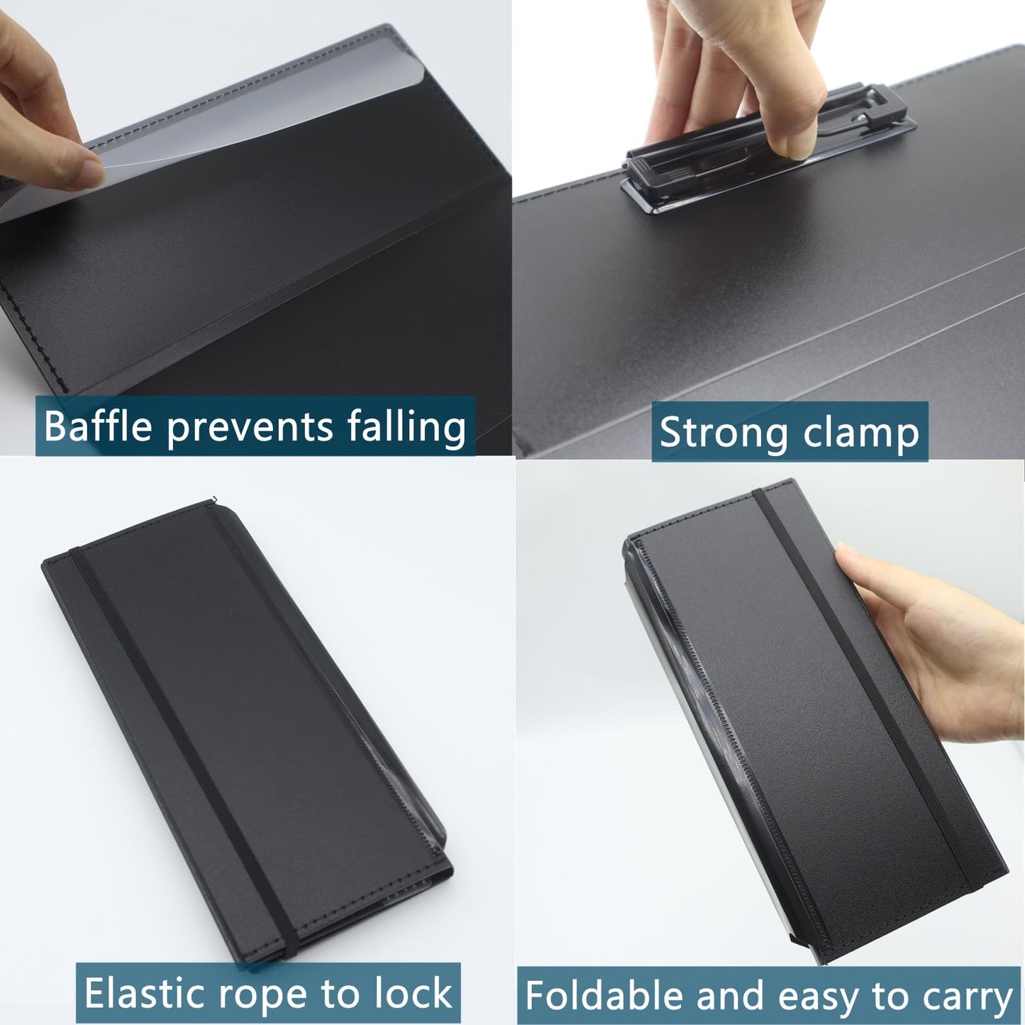 QYIMLI Foldable Nursing Clipboard, 3 Layers Folding clipboards Nurses Clip Board Low Profile Clip Pocket Clipboards for Nurses, Doctors,Students, Teachers (Black)