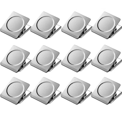 Strong Magnet Clips 1.2 Inch - 12 Packs Heavy Duty Metal Magnetic Clips for Refrigerator, Magnetic Clip for Whiteboard, Picture, Office Magnets, Magnets Clipboard for White Boards