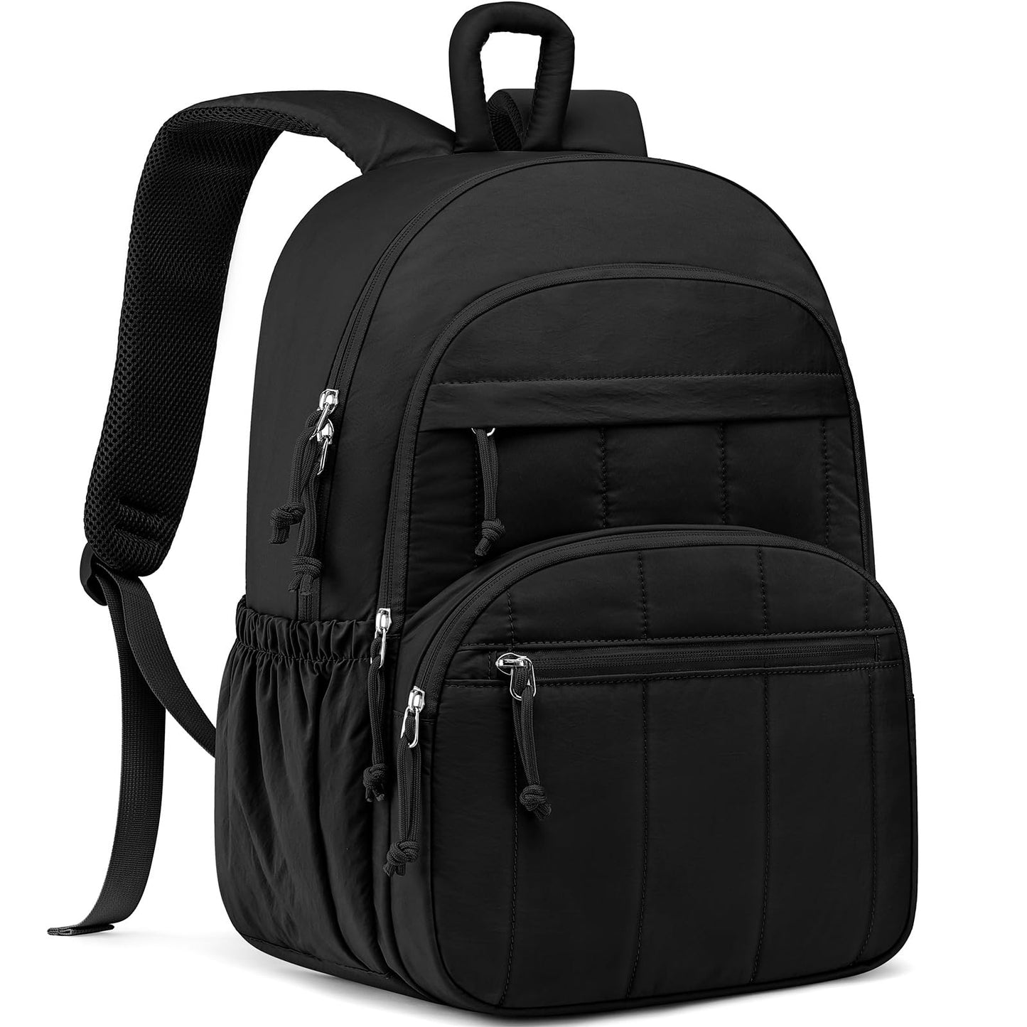 LIVUWERK Travel Laptop Backpack for Women Bookbag: Quilted 15.6 Inch College Back Pack Lightweight Casual Bag Water Resistant Daypack for Students Girls Business Computer Back Pack for Work Black