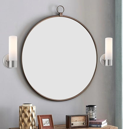 Kira Home Sol 10" Modern Wall Sconce with Frosted Glass Shade, for Bathroom/Vanity, Brushed Nickel Finish, 2-Pack