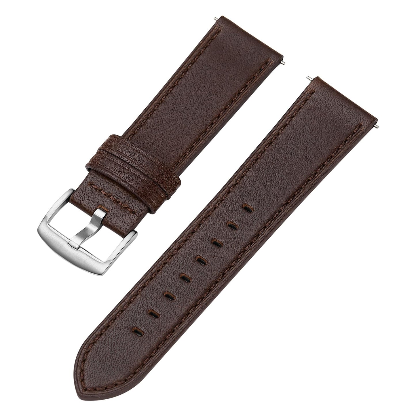 Afany Leather Watch Band 20mm, Quick Release Replacement Watch Strap, Dark Brown for Men Women