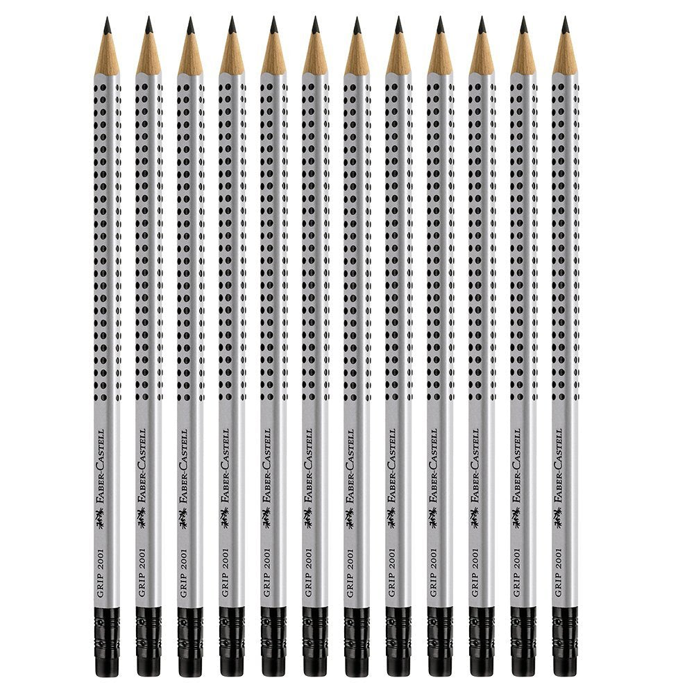 Faber-Castell Grip Graphite Pencils with Erasers – No. 2.5, 8mm, Drawing Pencils for Kids, Sketch Pencils, Art Pencils for Drawing and Shading (12 Count)