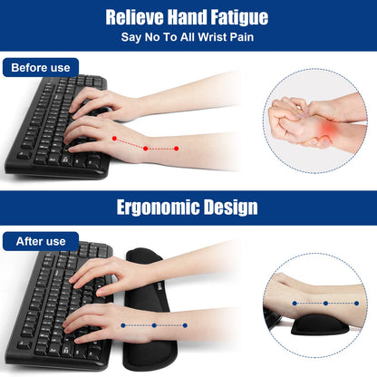 Nefuo Keyboard Wrist Rest, Gel Memory Foam Keyboard Pad with Wrist Support for Easy Typing & Pain Relief, Comfortable Keyboard Rest Suit for Computer, Laptop, Office & Home (Black)