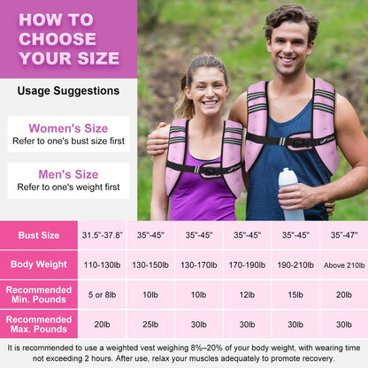 Weighted Vest for Woman Men 15lb Weight Vest with Reflective Stripe, Rucking Running Vests for Workout Walking Strength Training Weight Loss Fitness Muscle Building Weightlifting Light Purple