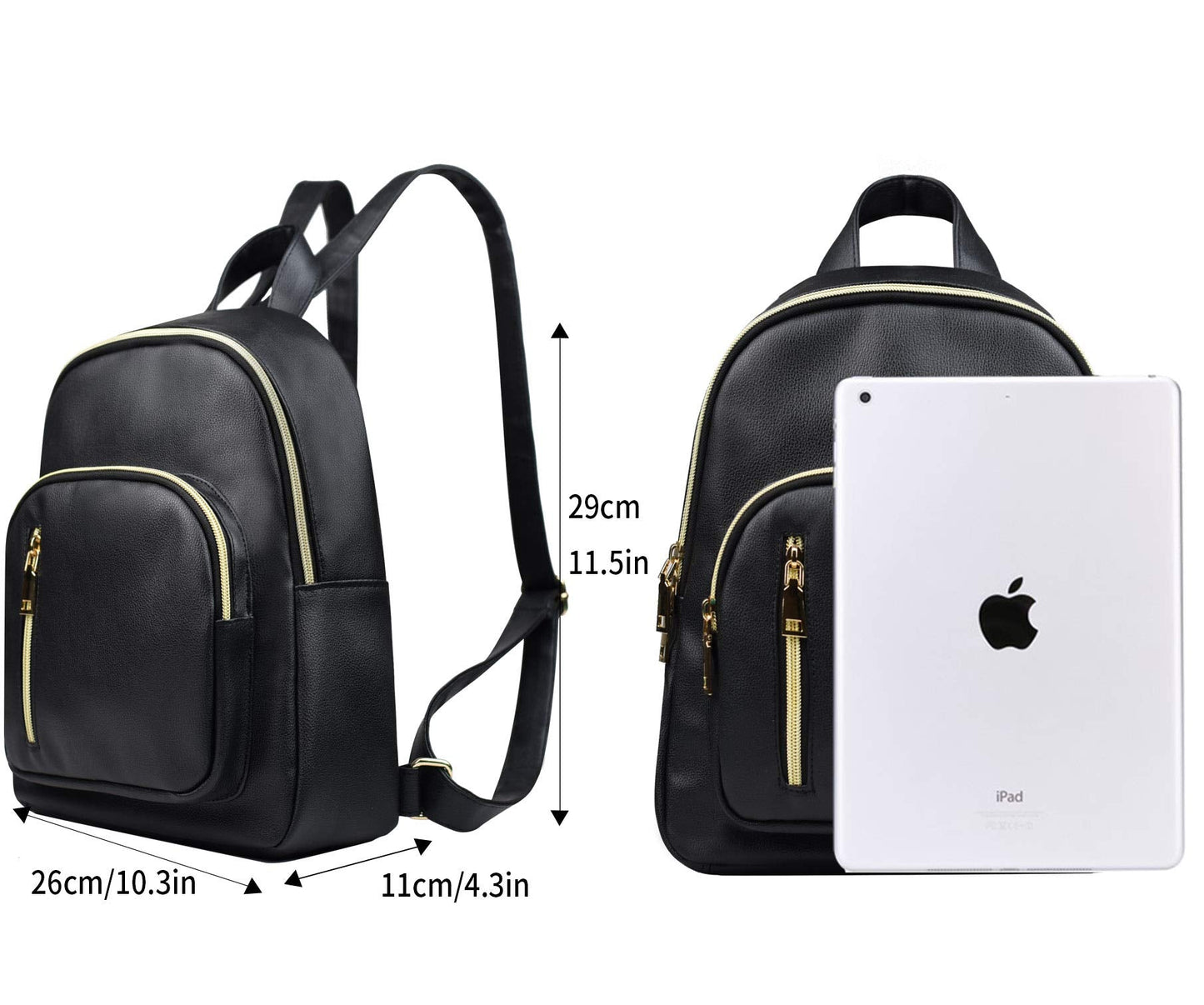 YANAIER Women Mini Backpack Purse PU Leather Anti-theft Backpack Ladies Fashion Casual Travel Daypack Rucksack Black
