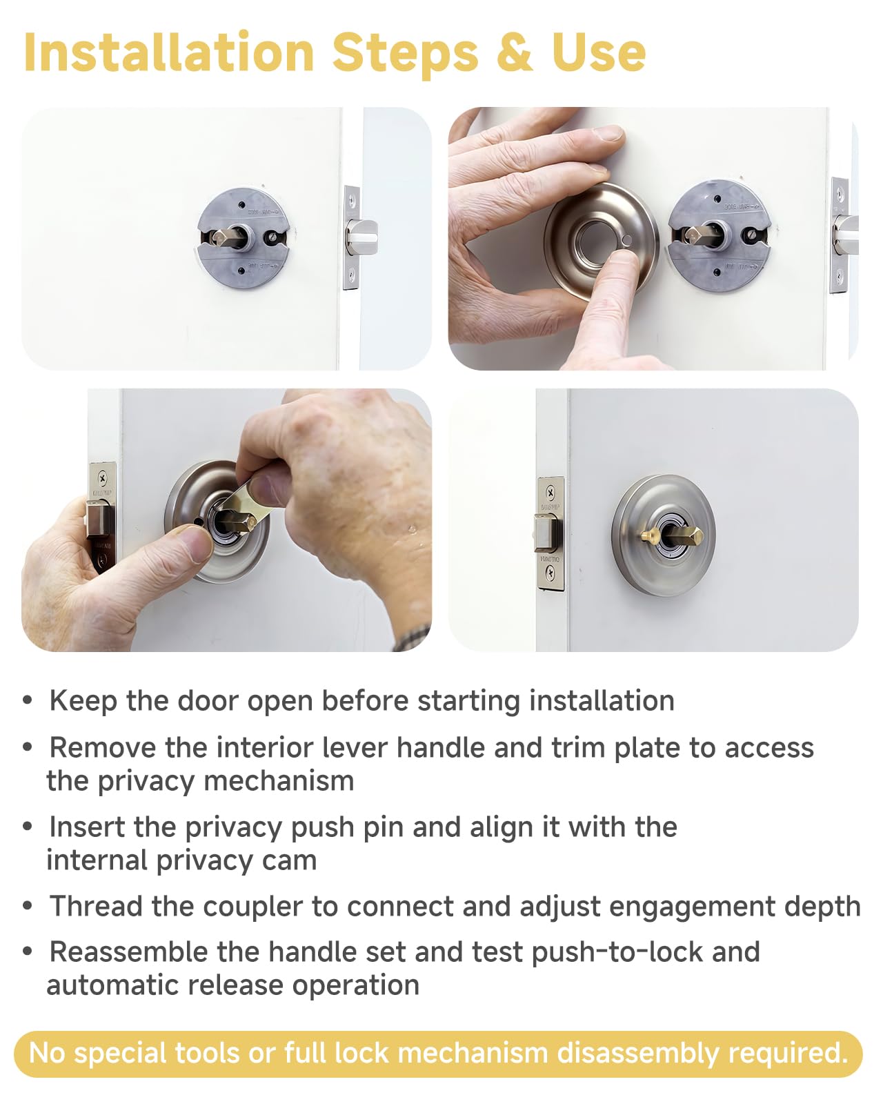 5513.0030 Privacy Pin Replacement Compatible with Baldwin Estate Lever Privacy Latch Door Lock Threaded Push Pin with Coupler Polished Brass 1 Set