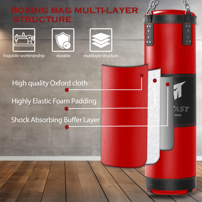Mesetast Punching Bag for Adults, 4ft Heavy Boxing Bag Set with 12 OZ Gloves for MMA Karate Kickboxing Boxing - Unfilled
