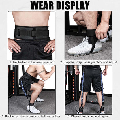 Vertical Jump Trainer with Adjustable Ankle Strap & Belt Horizontal Workout Equipment Leg Resistance Bands for Basketball Football Volleyball Training Equipment