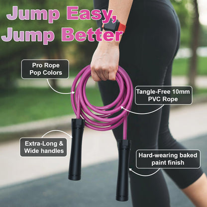 Weighted Jump Rope, 1LB Tangle-Free Ball Bearing Rapid Speed Skipping Rope for Men Women, Adjustable 9mm Cotton & PVC Rope with Alum Handle for Boxing MMA Weight-Loss Athletic Workout Fitness
