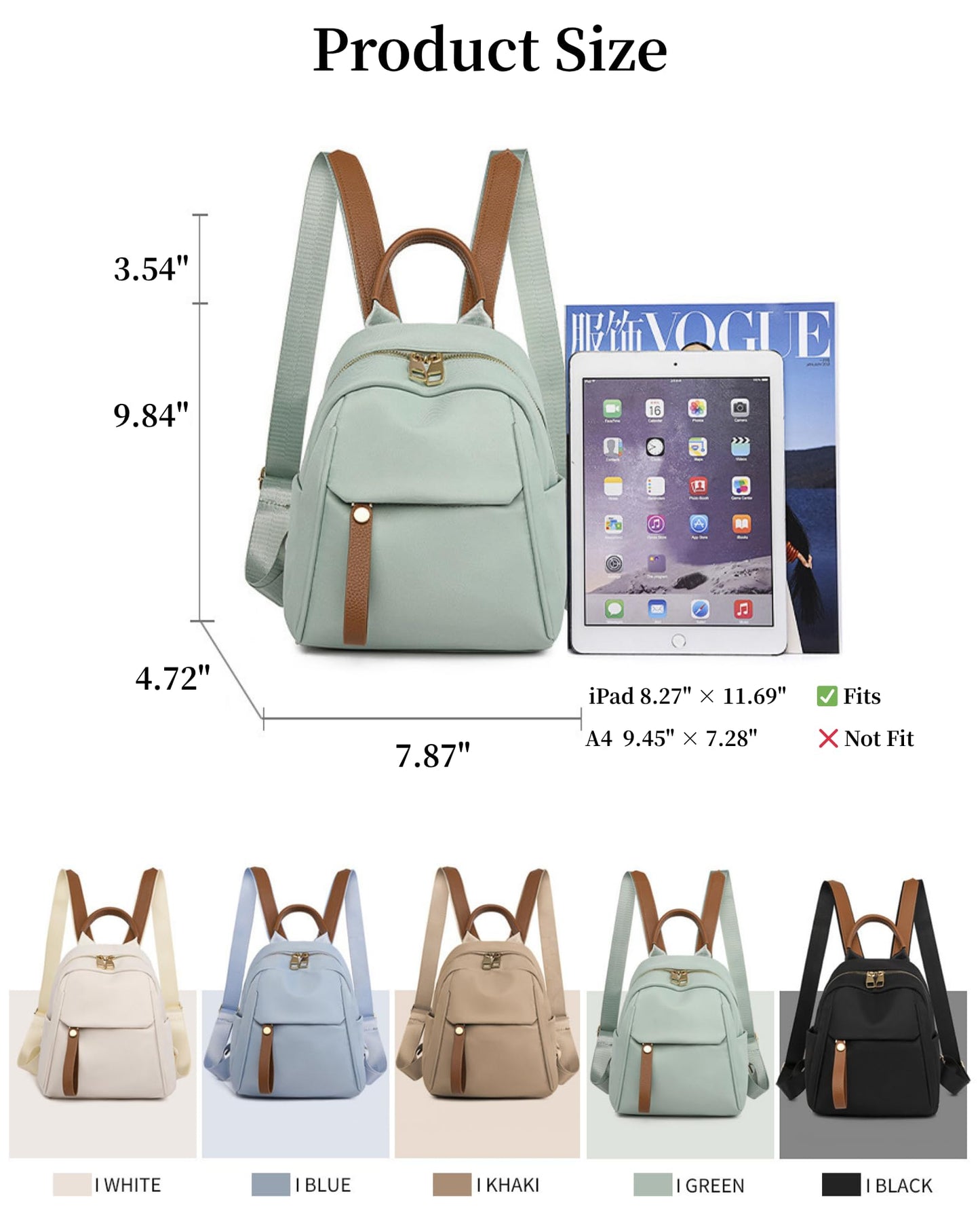 KEQIKAI Lightweight Small Backpack for Women, Mini Casual Daypack Backpack, Water-Resistant Oxford Fabric, Fits iPad Mini/Phone/Wallet/Sunglasses, Purse for College Travel Outdoor Daily Multi-Pocket