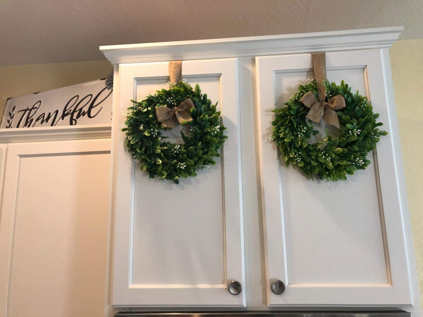 LSKYTOP 4 Pcs Boxwood Wreath with Artificial Green Leaves Door Wall Window Decoration,11Inch/PC