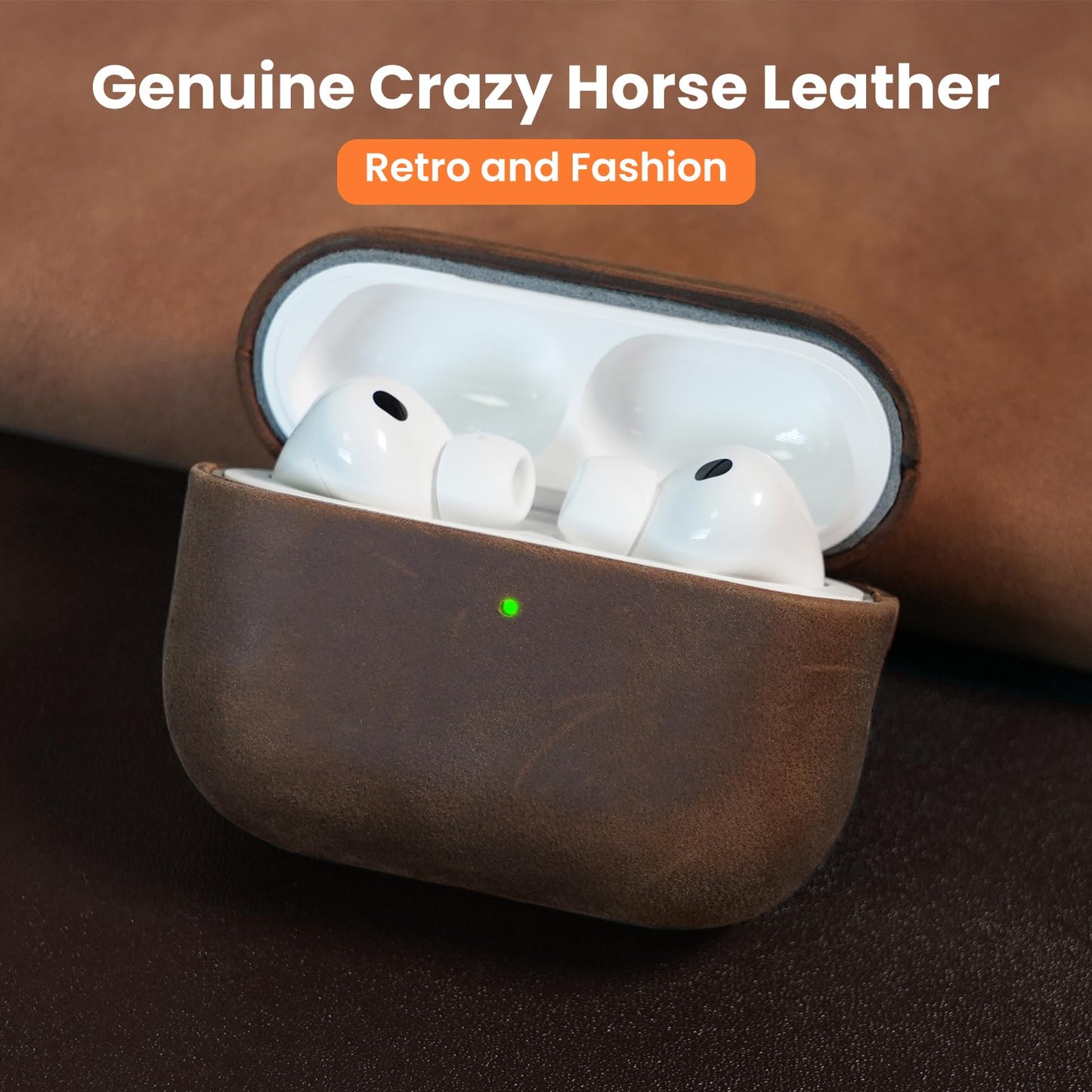 Bouixel for AirPods Pro 3 Case, Handcrafted Vintage Genuine Leather Shockproof Cover Accessories with Lanyard Compatible with Apple AirPods Pro 3rd Generation 2025