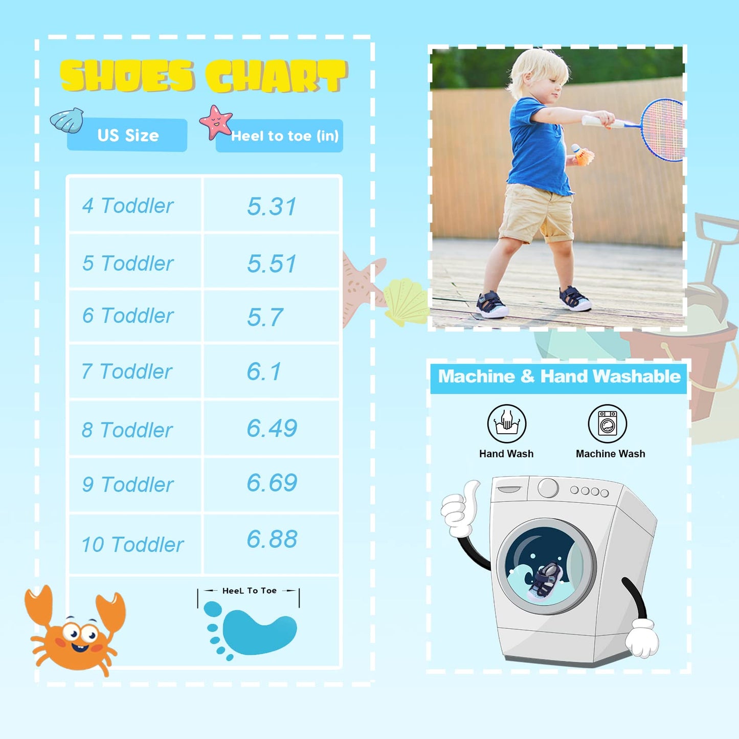 JOINFREE Kids Water Sports Shoes Toddler Auqa Sneakers Boys Girls Outdoor Quick Dry Beach Surf Barefoot Lightweight Non-Slip Breathable Swim Shoes 9 Toddler Black
