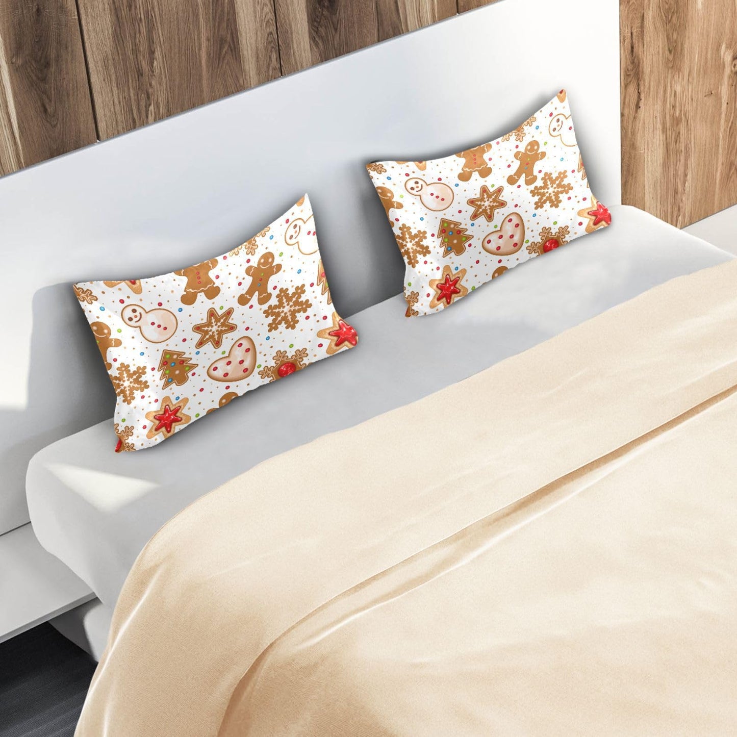 Dalzium Christmas Satin Pillowcase for Hair and Skin Gingerbread Cookies Silk Pillow Case Soft and Cozy Body Pillow Covers Standard Size with Envelope Closure