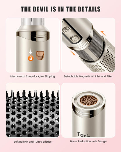 Tqcir 8-in-1 Professional Hot Air Styler&Hair Dryer Brush, Powerful Multi-Styler with Auto-Wrap Curler with Storage Case, Fast Drying Curling Straightening Volumizing Without Heat Damage(Gold)