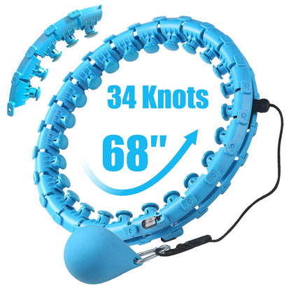 OurStarry 34 Knots Weighted Workout Hoop Plus Size, Smart Waist Exercise Ring for Adults Weight Loss (34 Knots Blue)