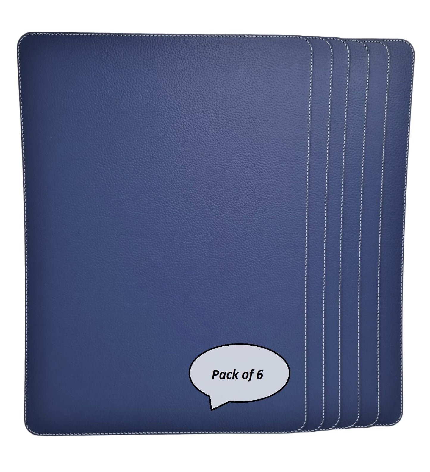 Nikalaz Set of 6 Placemats Made of Recycled Leather (18"x13", Blue)