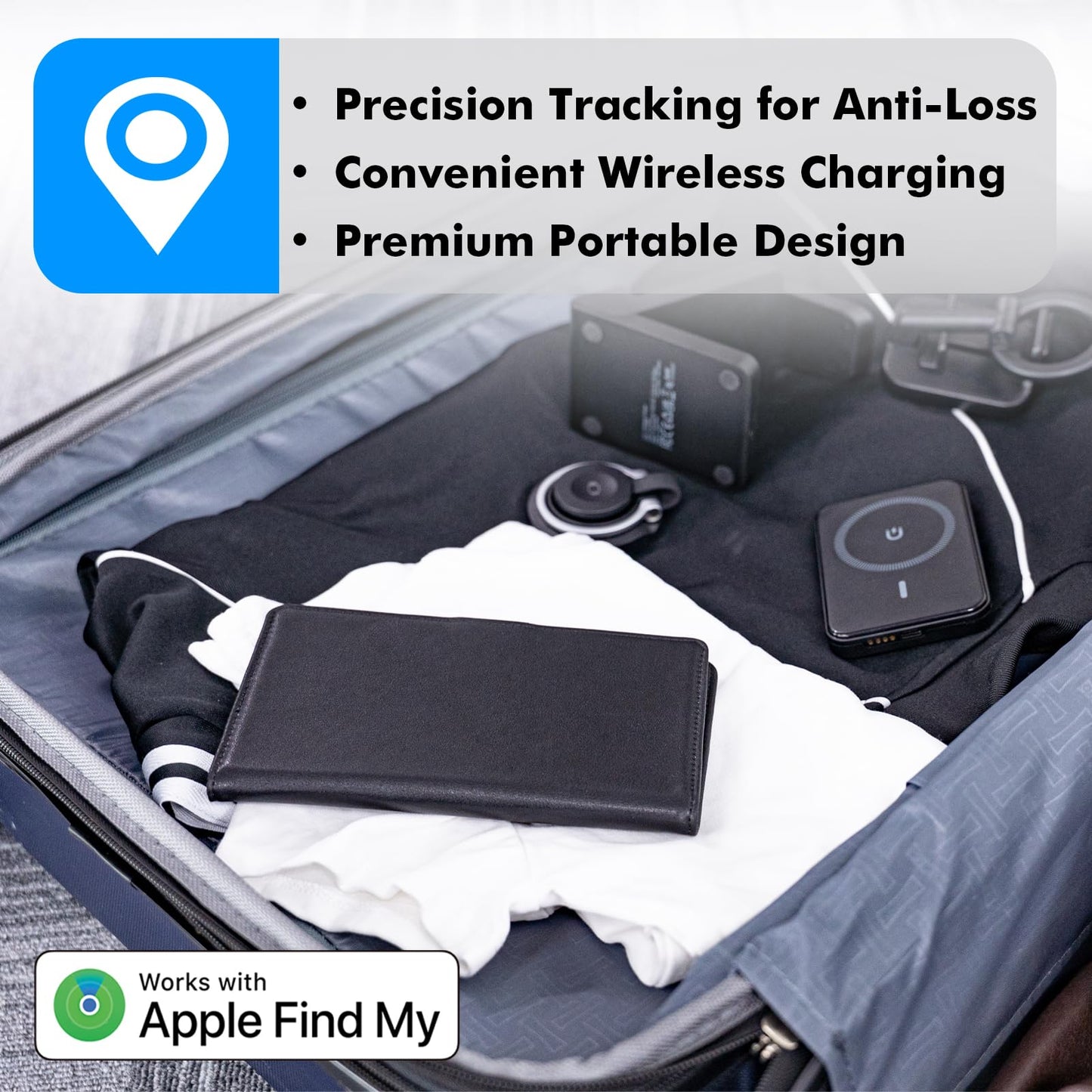 Travel Depot Trackable Passport Holder for Travel, Apple Find My Compatible Passport Wallet, Anti-Lost Passport Cover with Card Slots for Men & Women, Smart Travel Wallet