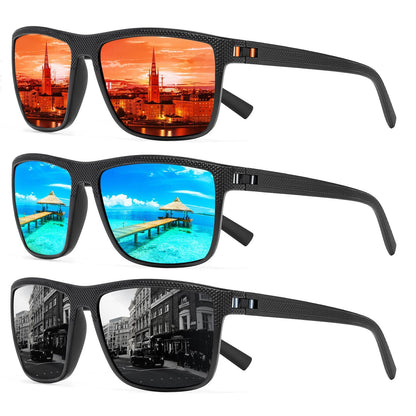 Square Polarized Sunglasses for Men and Women Lightweight Frame Sun Glasses with UV Protection