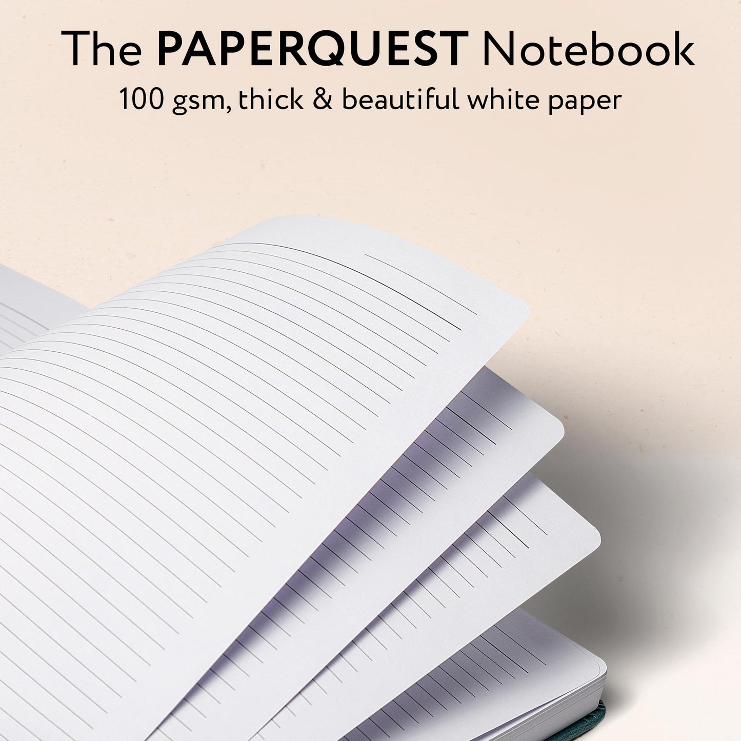 PAPERQUEST A4 Hardback Notebook, Vegan Leather Journal Lined, 310 Pages, 100GSM Thick Paper, Lay flat Notebook for Women, Men, Writing, Office, Work, Study, College Ruled Notebook with Pocket,