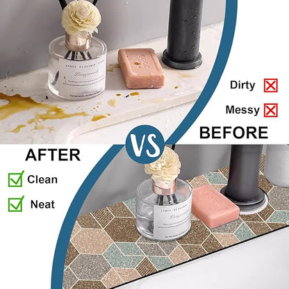 Geometry Blocks Sink Faucet Absorbing Mat Glitter Geometry Super Absorbent Fast