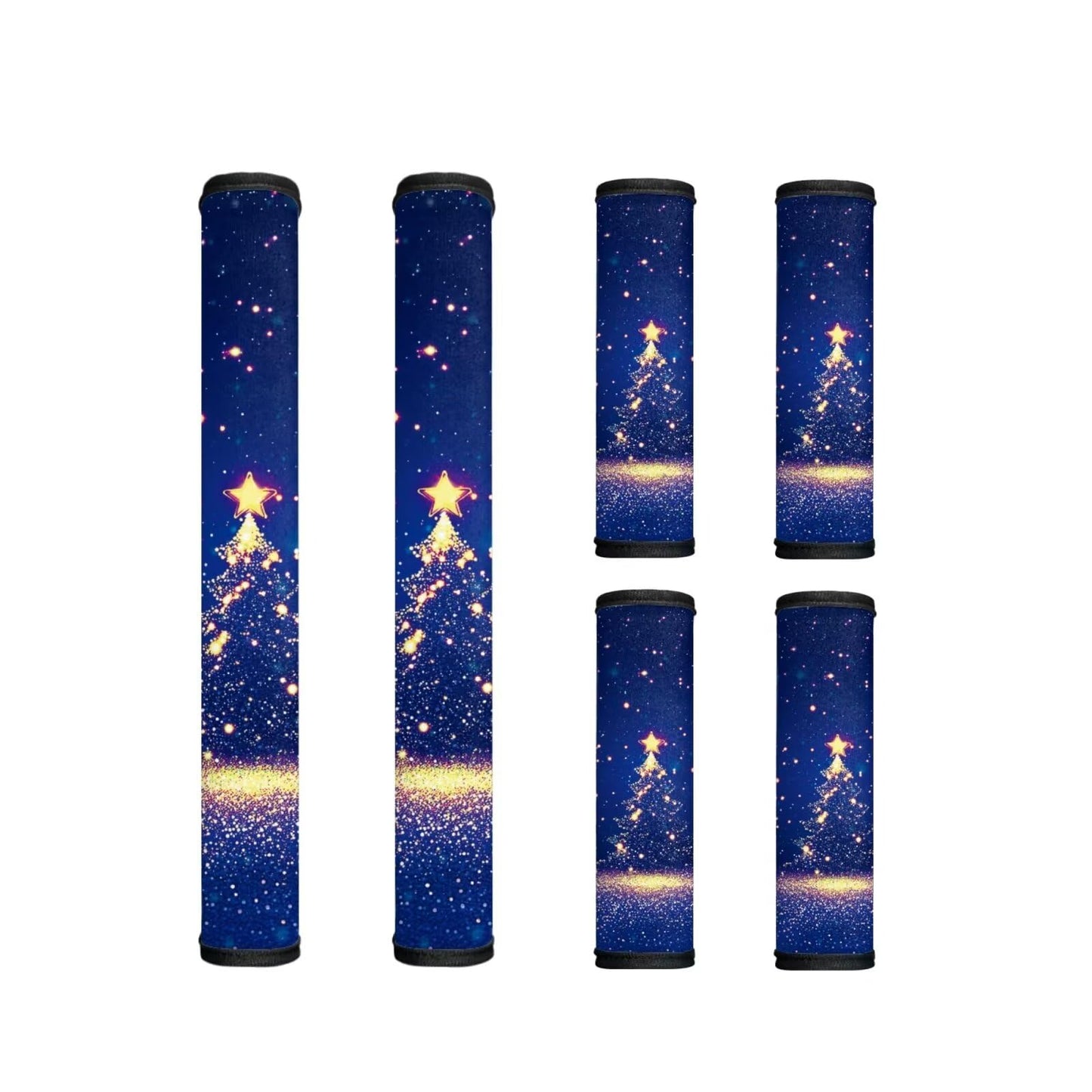 Txsniver Refrigerator Door Handle Covers Washable Neoprene Kitchen Appliance Gloves with Hook and Loop Fastener Handle Protector Home Decor, 6 PCS,Christmas Star Tree Topper Deep Blue