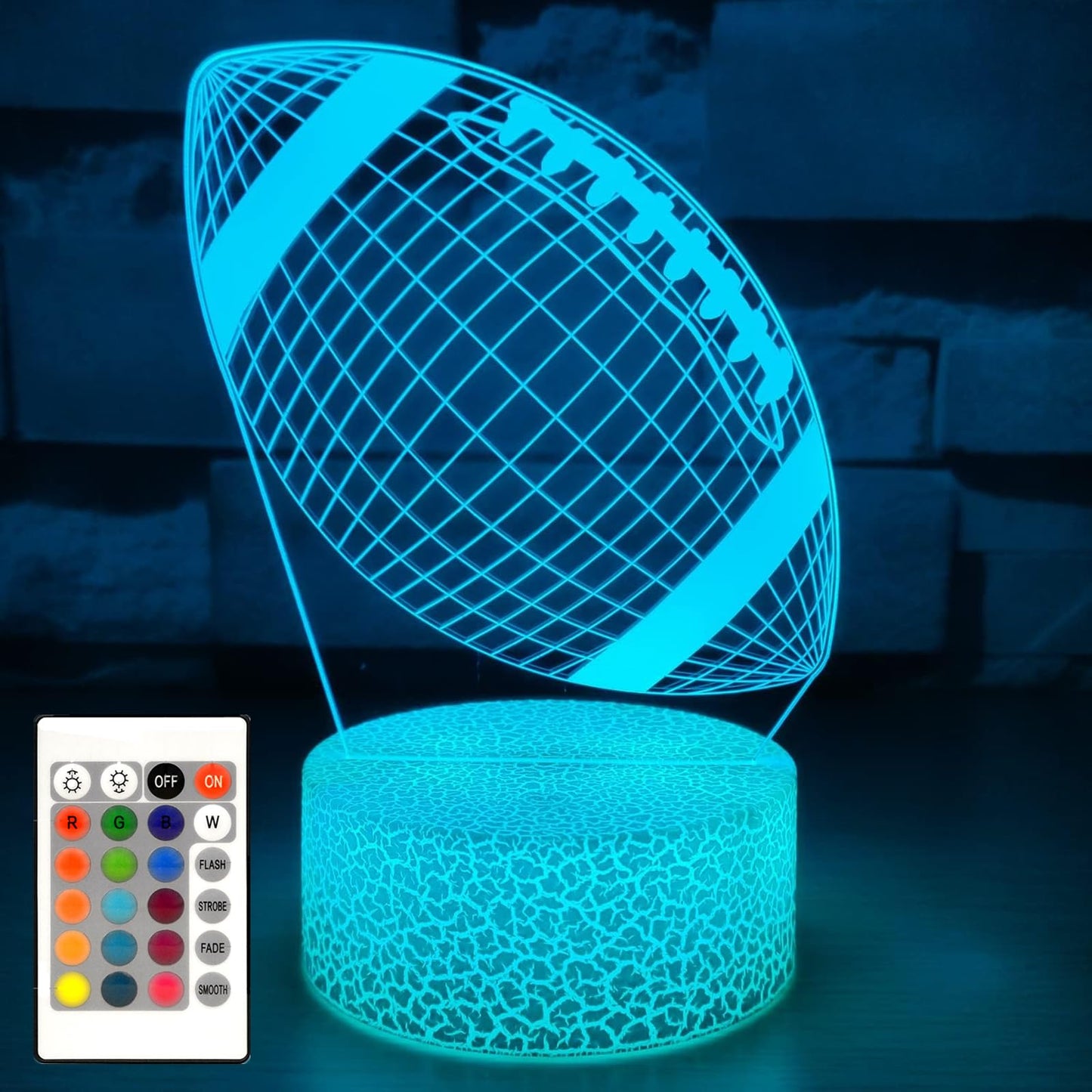 i-CHONY Football Gift Night Light for Kids Boys Girls Teens,Dimmable Led 3D Illusion Lamp,Birthday Holiday Xmas Gift,Football Sport Fan Children's Room Decorations