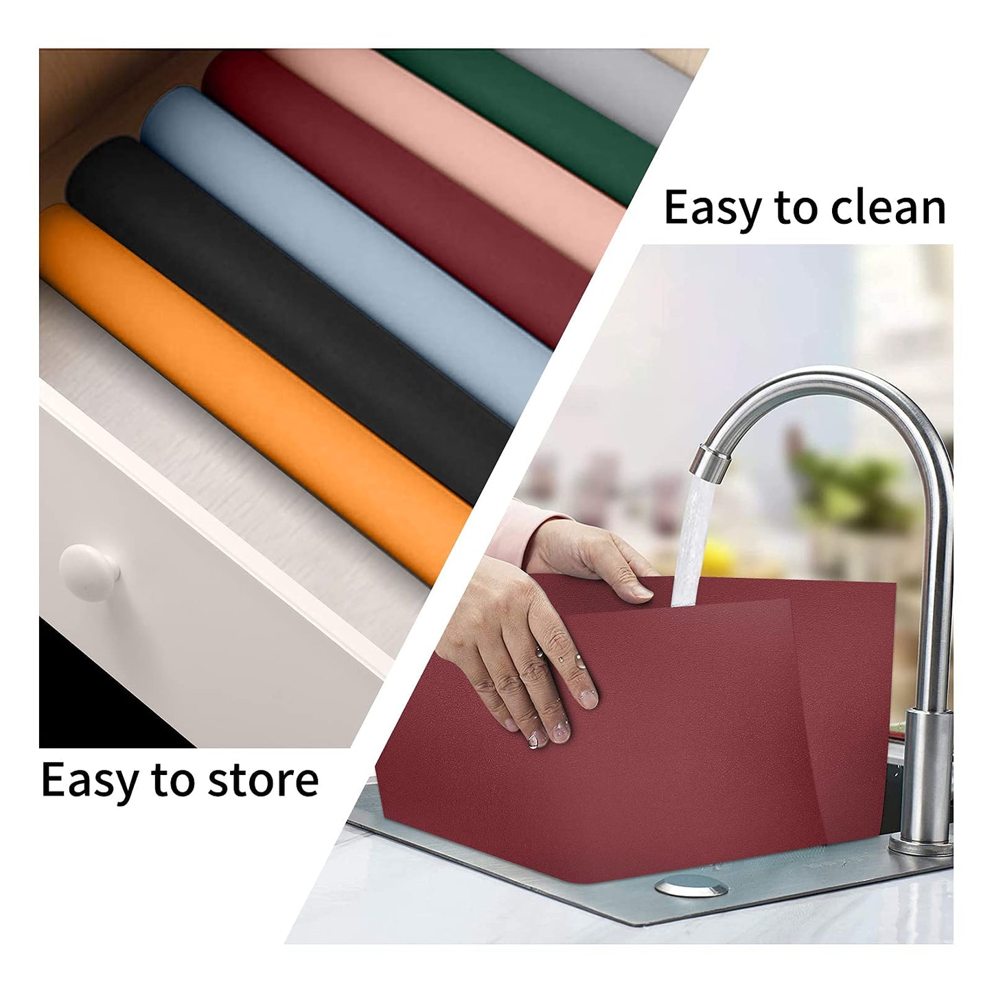 Herda Red Leather Placemats, Premium Quality Wine Red Table Mats Set of 4, Elegant Burgundy Dining Mats Heat resistant Wipeable Washable Indoor Outdoor Place Mat 4 Set, Thick Non-Slip Modern Table Mat